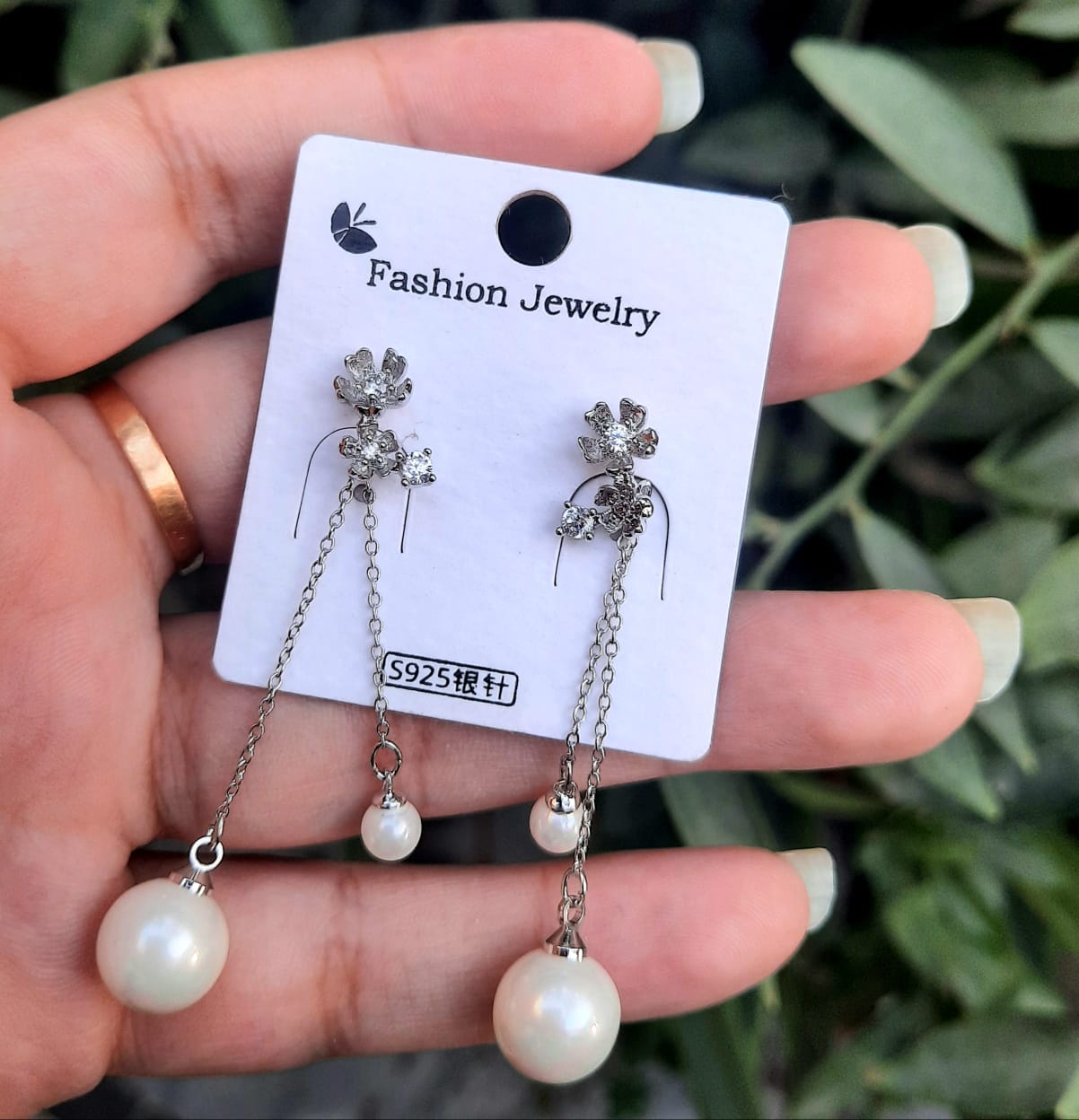 Pearl with chain Earrings